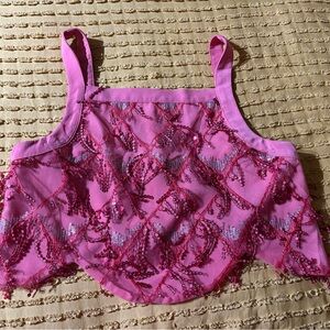 Glamorous Pink Sequin Women's Tank Top